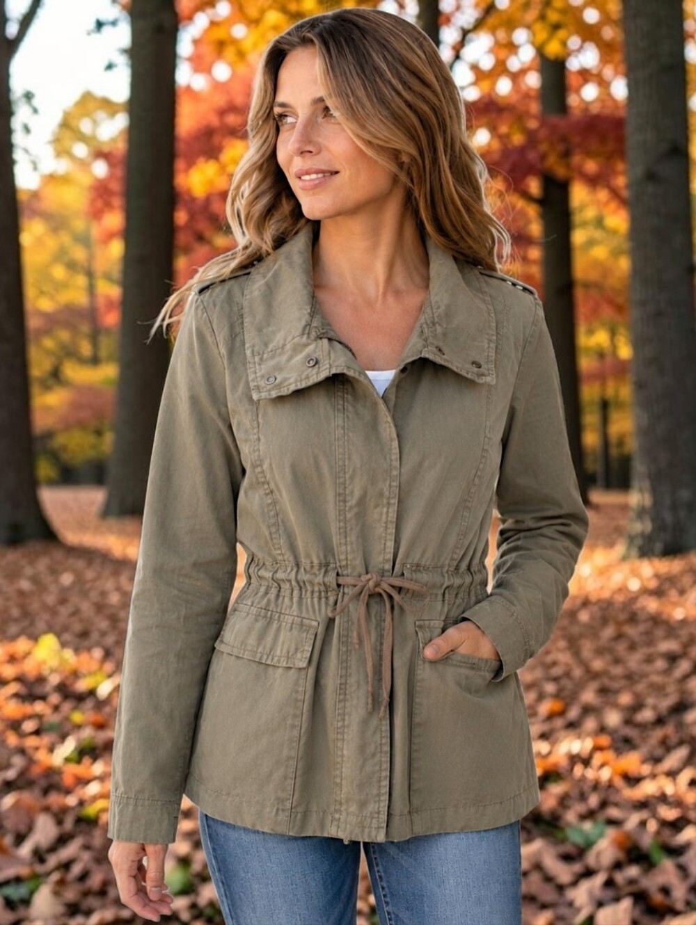 Y2K GAP Womens Army Jacket XS Chore‎ Utility Military Barn Khaki Grunge Field